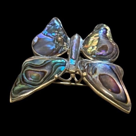 Abalone Shell 925 Silver Butterfly Brooch - Picture 2 of 8